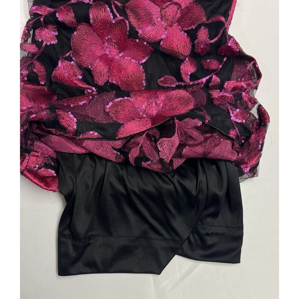 Guess Mini Dress Size 4 Fuschia Floral Sequins Embroidered Open Back Club Party - Picture 8 of 10